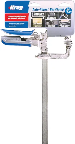 Vista 2 de Kreg Abrazadera de barra de ajuste automático de 8 pulgadas, autoajustable, liberación rápida con una sola mano, abrazadera para carpintería