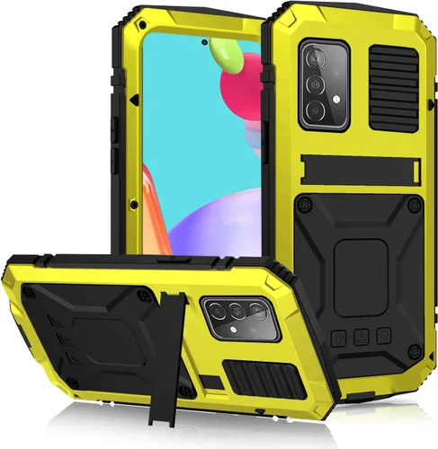 Vista 12 de Simicoo Funda de metal compatible con Samsung A52 4G con protector de pantalla militar, resistente a prueba de golpes, con soporte, funda completa