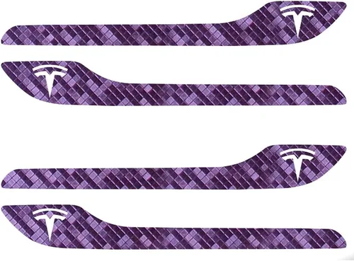 Vista 12 de IPG Kit de 4 calcomanías para manija de puerta de Tesla Model 3/Model Y (juego de 4) con logotipo de Tesla (fibra de carbono negra)