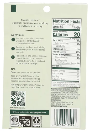 Vista 2 de Simply Organic, Mezcla de salsa con sabor a pavo, 0.85 onzas