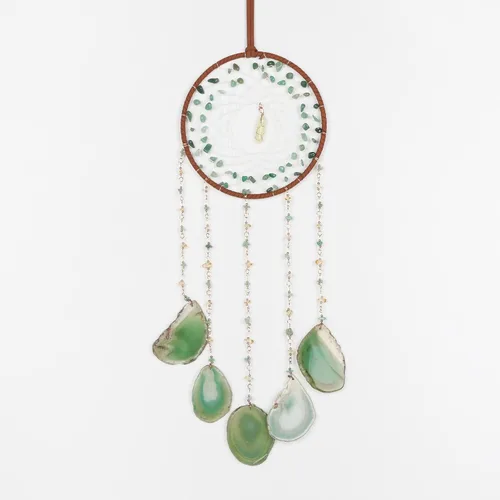 Vista 24 de Atrapasueños de piedras preciosas de ágata con 7 chakras, árbol de la vida, atrapasueños con piedras de cristal, decoración de pared hecha a mano
