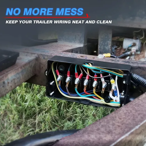 Vista 4 de MICTUNING Caja de conexiones eléctricas de 7 vías, caja de conexión de cable de remolque de 7 bandas, resistente a la intemperie para recableado