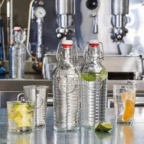 Vista 6 de Bormioli Rocco Officina 1825 - Botella abatible con asas (juego de 2) – 37.25 onzas con tapa abatible, botellas herméticas de almacenamiento