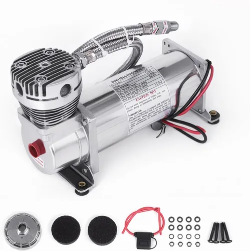 Vista 8 de Compresor de Aire de 200 PSI 1/4 NPT de Servicio Pesado para Tren/Camión/Coche 12V PLATA, Compresor de Suspensión de Aire para Tren de 1/4 NPT