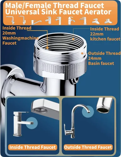 Vista 5 de Extensor de grifo 1080 grifo de filtro giratorio universal aireador de grifo grifo de extensión multifuncional giratorio grifos de burbuja filtro