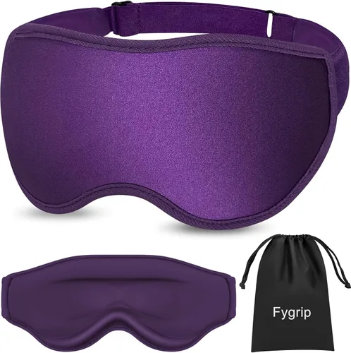 Vista 10 de Fygrip Máscara de ojos 3D para dormir para hombres y mujeres, 100% libre de presión y bloqueo de luz, máscara de ojos para dormir con correa
