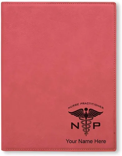 Vista 5 de Bloc de notas pequeño de 7 x 9 pulgadas, enfermera practicante NP, grabado personalizado incluido (negro con plata)