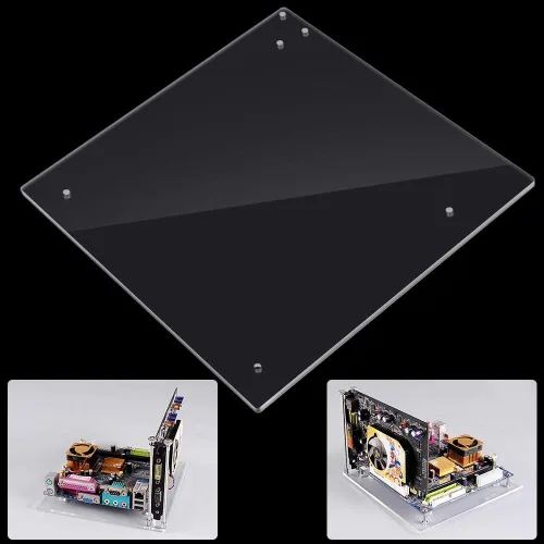 Vista 6 de Marco acrílico abierto transparente moda DIY base soporte adecuado para placa base ITX, base de computadora Overlock puede acomodar PC de alto
