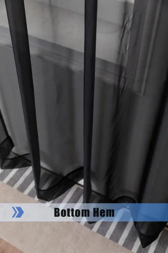 Vista 2 de WPM - Bufanda negra para ventana, cenefa extra larga y transparente para ventana, 38 pulgadas de ancho x 216 pulgadas de largo, cenefas de gasa