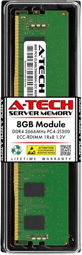 Vista 126 de A-Tech 4GB DDR4 2133MHz PC4-17000 ECC RDIMM 1Rx8 Single Rank 1.2V ECC Registered DIMM de 288 pines Módulo de actualización de memoria RAM