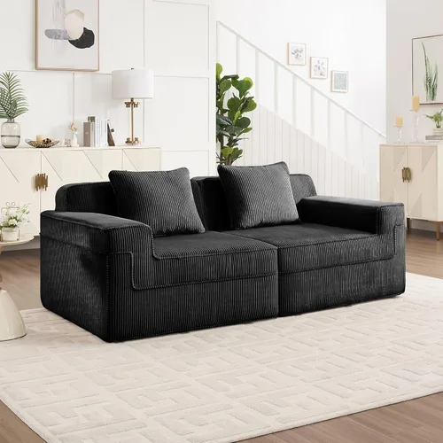 Vista 4 de Modular 2 Seat L Shape Sectional Boneless Sofa, Cloud Sectional Couch with Deep Seat, Modern Modular 2-Seat Sofa Couch with Throw Pillows and 1