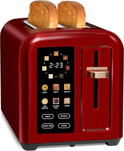 Vista 9 de SEEDEEM Tostadora de 2 rebanadas, pantalla LCD de tostadora de acero inoxidable con control táctil, velocidad de calentamiento 50% más rápida