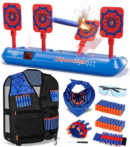 Vista 7 de Lehoo Castle Objetivos de tiro para pistolas Nerf, chaleco Nerf Targets para práctica de disparo, juegos de disparos electrónicos para niños, regalo
