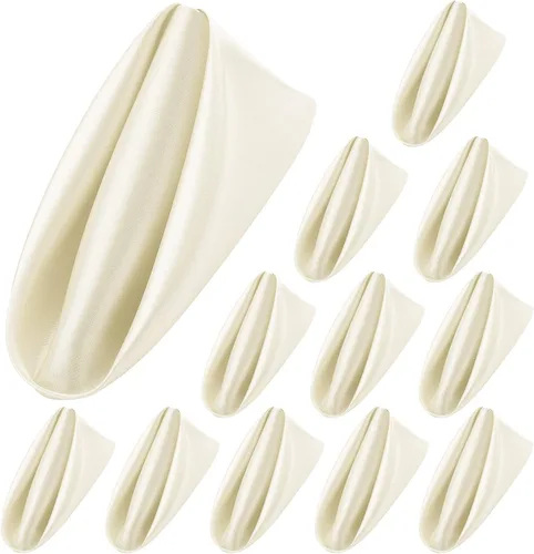 Vista 17 de Aneco 12 piezas de servilletas de satén cuadradas de 20 x 20 pulgadas, servilletas de cena para bodas, servilletas de fiesta, servilletas de mesa