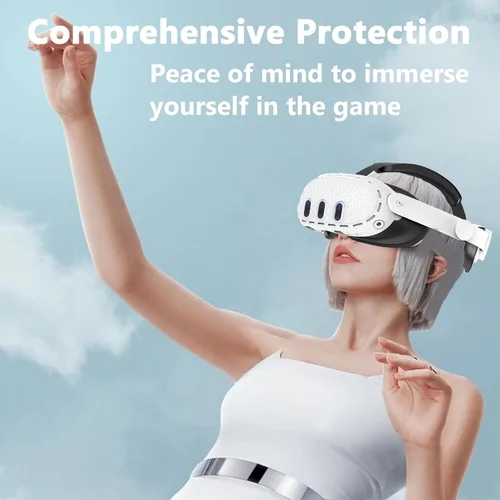 Vista 6 de Silicone VR Shell Protective Cover Complicable with VR Quest 3, Silicone Cover Accessories for Quest 3 Headset