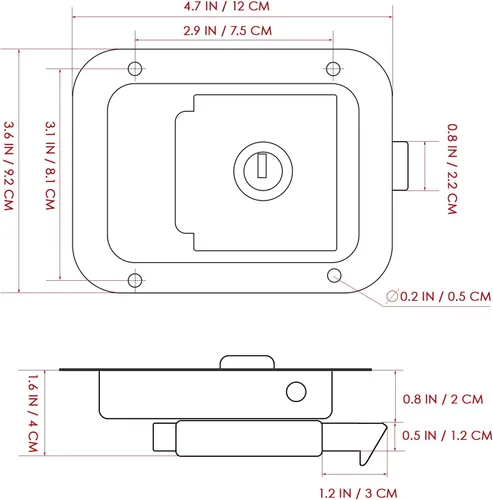 Vista 2 de WINOMO Cerradura de puerta de remolque RV de acero inoxidable, pestillo de paleta de bloqueo resistente con llave para caja de herramientas, RV