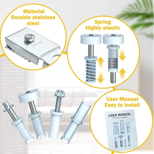 Vista 3 de Kit de reparación de herrajes de puerta plegables, juego de herrajes para puertas plegables de 24, 36, 72 pulgadas, piezas de repuesto de hardware