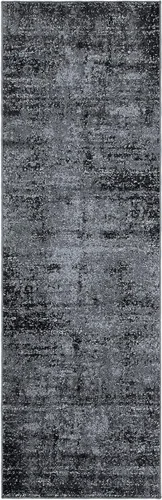 SAFAVIEH Adirondack Collection Tapete de pasillo de 2 pies 6 pulgadas x 6 pies, color negro y marfil, diseño abstracto moderno, ideal para zonas de