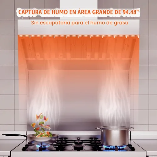 Vista 4 de VEVOR Campana de Escape Comercial, Campana de 4 Pies para Camión de Comida, Campana de 201 de Acero Inoxidable para Remolque de Concesión con 2