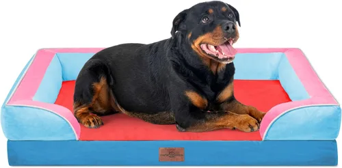 Vista 213 de Comfort Expression Cama ortopédica para perros extra grandes de 45 x 35 pulgadas, cama para mascotas XL de espuma tipo caja de huevos impermeable