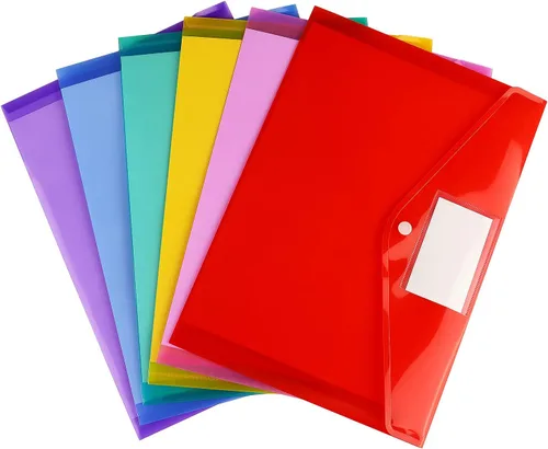 Vista 6 de Paquete de 6 carpetas transparentes para documentos, sobres de plástico, sobres de polietileno, sobres para archivos con bolsillo para etiquetas