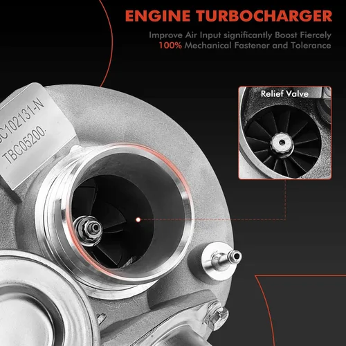 Vista 4 de A-Premium Kit completo de turbocompresor, con actuador y junta Wastegate, compatible con Volvo C70 1999-2002, S60 2001-2002, S70 1999-2000, V70