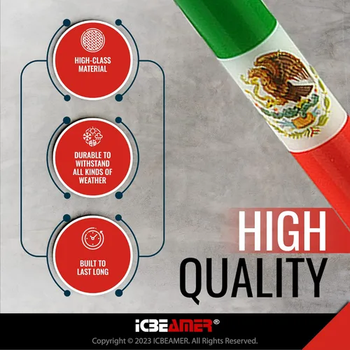 Vista 3 de ICBEAMER 3 inch / 76 mm MINI Mexican Mexico Flag Automotive Antenna with Internal Copper Coil Universal Fit AM/FM Radio Antenna Replacement