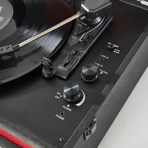 Vista 7 de Arkrocket x Elvis Reproductor de Discos Bluetooth Portátil de 3 Velocidades con Entrada y Salida Bluetooth, Tocadiscos con Bocinas Integradas