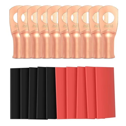 Vista 24 de 6 piezas 1/0 AWG - 1/2" (M12) Sanuke Terminales de anillo para cable de alambre con conectores de extremos resistentes para cable de batería, ojales