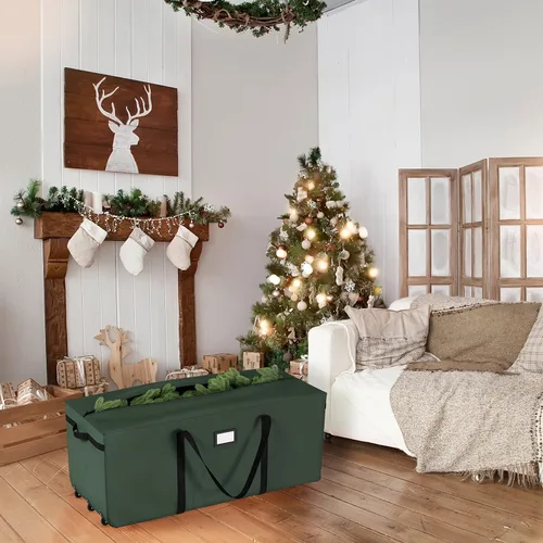Vista 5 de Bolsa de almacenamiento prémium Elf Stor para árbol de Navidad, bolsa con ruedas, Poliéster & Mezcla de poliéster, Verde, L