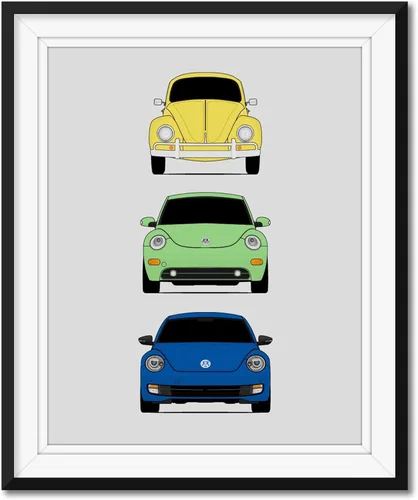 Vista 12 de Custom Car Posters Póster hecho a mano compatible con Volkswagen Evolution Print Wall Art Decor of the Best of VW Generations, multicolor, 8 x 10