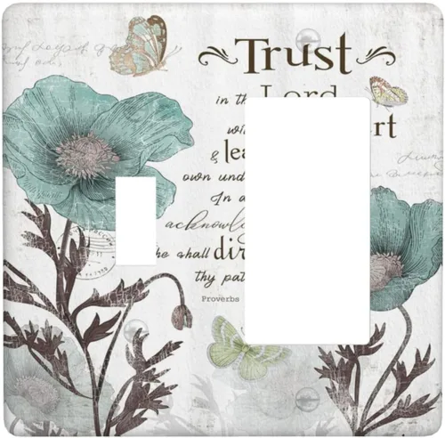 Vista 94 de Bear Moose Lodge Woodland - Placa de interruptor de luz dúplex individual de 1 banda, cubierta de salida decorativa de pared, placa frontal