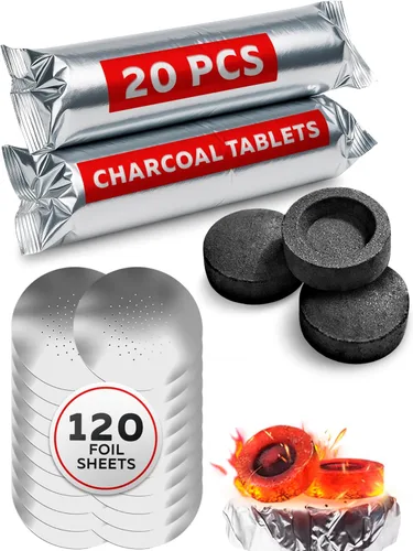 Vista 12 de 10 piezas de tabletas de carbón para incienso - Carbón para narguile M. ROSENFELD - Carbón rápido para Hooka - Tabletas de carbón de encendido
