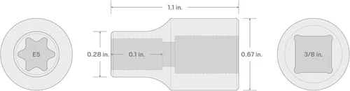 Vista 6 de TEKTON Unidad de 3/8 pulgadas x E5 Toma de estrella externa SHD12405