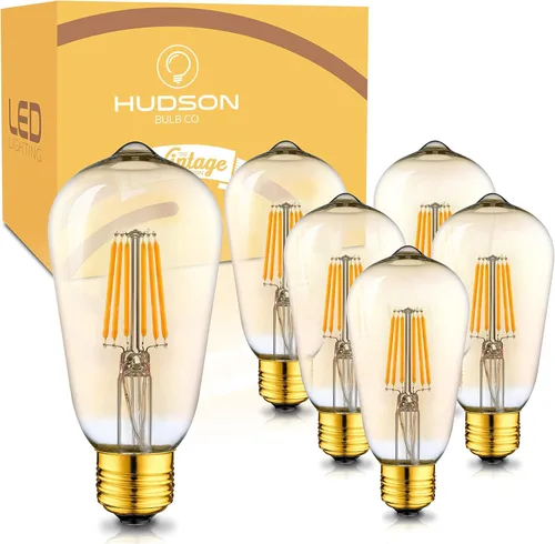 Vista 16 de Hudson Bulb Co. Bombillas LED Edison vintage, 6 W, base E26/E27, regulable equivalente a 60 W, luces blancas de luz diurna de 4000 K, estilo ST58