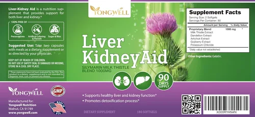 Vista 6 de Liver Kidney Aid, Herbal Based Ingredients Supports Liver and Kidney Health, 90 Days Supply (180 Softgels)