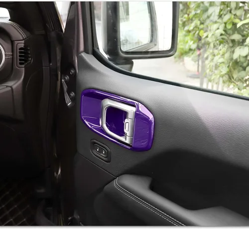 Vista 6 de Inner Door Handle Bowl Cover Compatible with 2018-2022 Jeep Wrangler JL 4-Door(Purple)