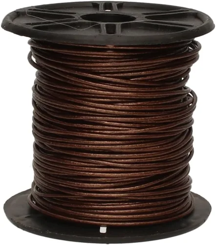 Vista 103 de The Beadsmith Cordón de cuero – Negro – Bobina de 0.039 in – 5 yardas/5.0 ft – Tanga de cuero indio ideal para trenzar, cuentas, collares, cordones