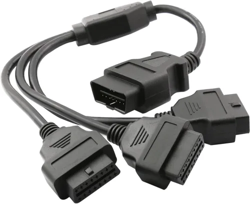 Vista 2 de Divisor OBD2 de 1.6 pies/19.7 in, extensión OBD-II de 3 vías, adaptador de cable extensor de diagnóstico para automóvil (negro)