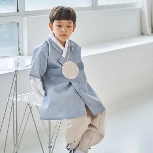 Vista 3 de OSBH001 - Disfraz tradicional de Hanbok coreano para bebé, 100 días de 1 a 8 años, para primer cumpleaños