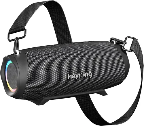 HEYSONG Altavoz Bluetooth, altavoz inalámbrico portátil para exteriores IP67 impermeable con correa para el hombro, sonido de graves fuertes de 50