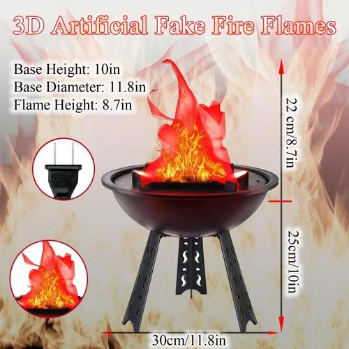 Vista 7 de Lámpara de Fuego Falso 3D LED - Lámpara de Mesa Eléctrica Artificial de 110V Efecto de Fogata Efecto de Luz Realista Suministros para Halloween
