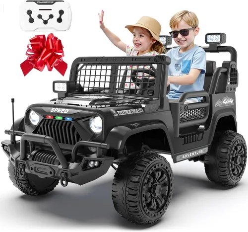 Auto para niños, auto eléctrico XL de 24 V de 2 plazas con control remoto, vehículo eléctrico a batería de 24 voltios con asiento grande de 20