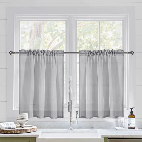 Vista 23 de DWCN Cortinas Transparentes Aqua de Voile Semitransparente con Bolsillo para Barra para Dormitorio y Sala de Estar, 36 x 36 pulgadas de Largo, Juego