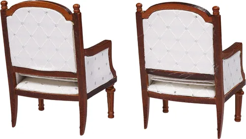Vista 4 de Sillones de madera para casa de muñecas, juego de 2, sillas de comedor para casas de muñecas, muebles en miniatura, muñecas de 3 a 6 pulgadas
