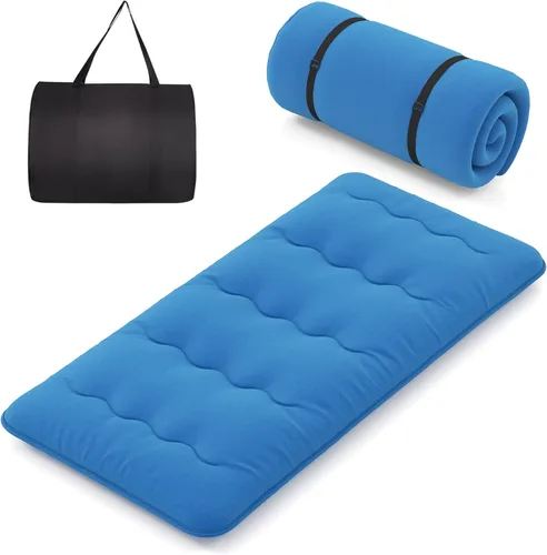 Vista 11 de Byroce - Colchón de futón, catre de dormir enrollable con funda lavable, almohadilla de algodón portátil con bolsa para campamento, tapete de tatami