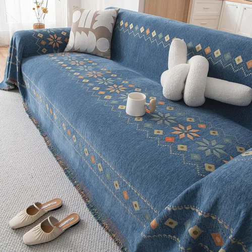 Vista 25 de VClife funda boho de sofá de felpilla para sofá seccional, funda antideslizante para sofá de 2 plazas, protector para mascotas con borlas, funda