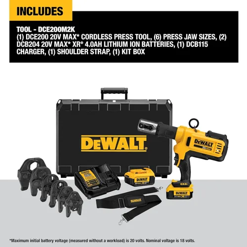 Vista 8 de DEWALT 20V MAX Kit de herramienta de presión para tubería de plomería inalámbrica con cabezas de engaste, herramienta de prensa profesional