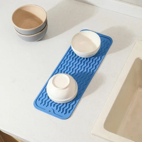 Vista 413 de MicoYang Alfombrilla de Silicona para Secar Platos de Múltiples Usos, Fácil de Limpiar, Ecológica, Alfombrilla de Silicona Resistente al Calor