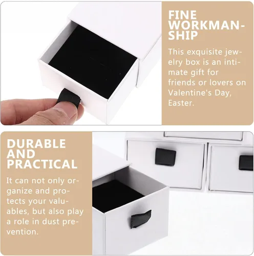 Vista 2 de Joyero de terciopelo con estilo cajón, 12 unidades, para broche, relojes, anillos, aretes, collares, pulseras y objetos pequeños
